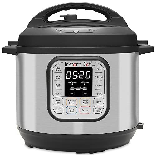 Instant Pot Duo 7 en 1 olla a presión eléctrica, olla de cocción lenta, olla arrocera, vaporera, salteado, yogurtera, calentador y esterilizador, incluye aplicación con más de 800 recetas, acero inoxidable, 6 cuartos